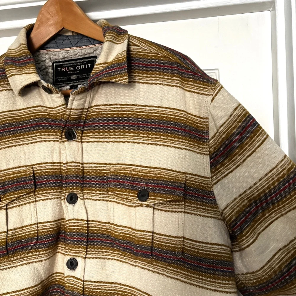 True Grit Men's Cotton Summit Shirt Sherpa Jacket Shacket Size S